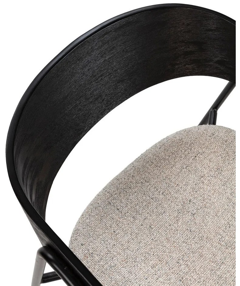 Set de scaune de sufragerie negru/bej cu cotiere 2 buc. tapițat Cora – MOME