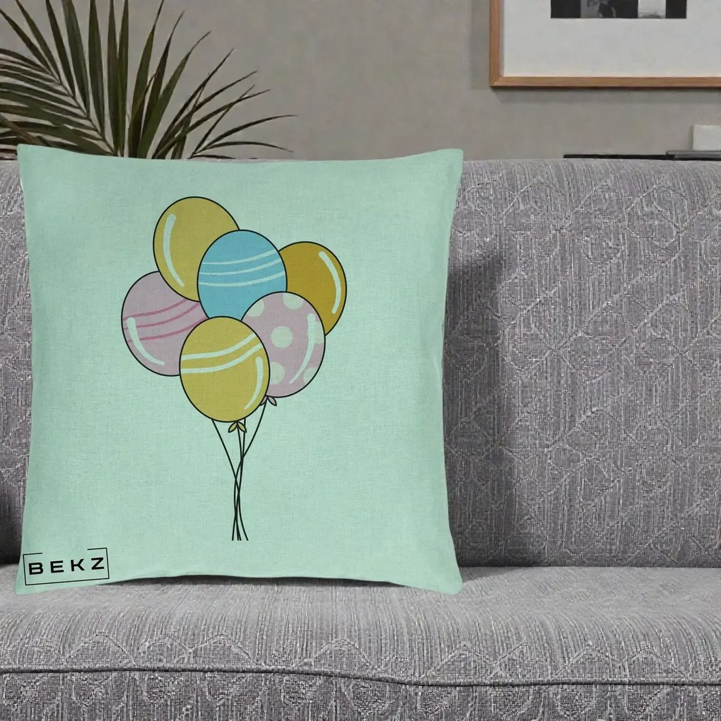 Perna Decorativa Baloane Petrecere, 40x40 cm, Verde Menta, Husa Detasabila, Perna Inclusa, BEKZ®