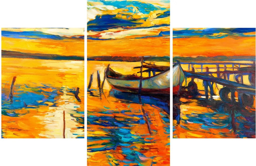 Tablou - Barca la apus de soare (90x60 cm)