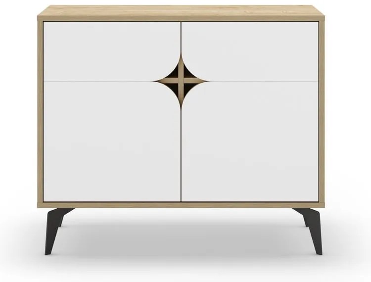 Dulap alb/în culoare naturală cu aspect de lemn de stejar 95x79 cm Nola – Marckeric