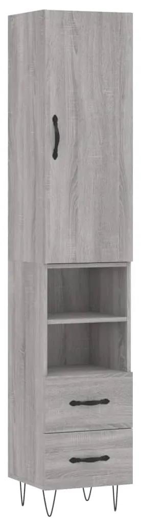 3198951 vidaXL Dulap înalt, gri sonoma, 34,5x34x180 cm, lemn prelucrat