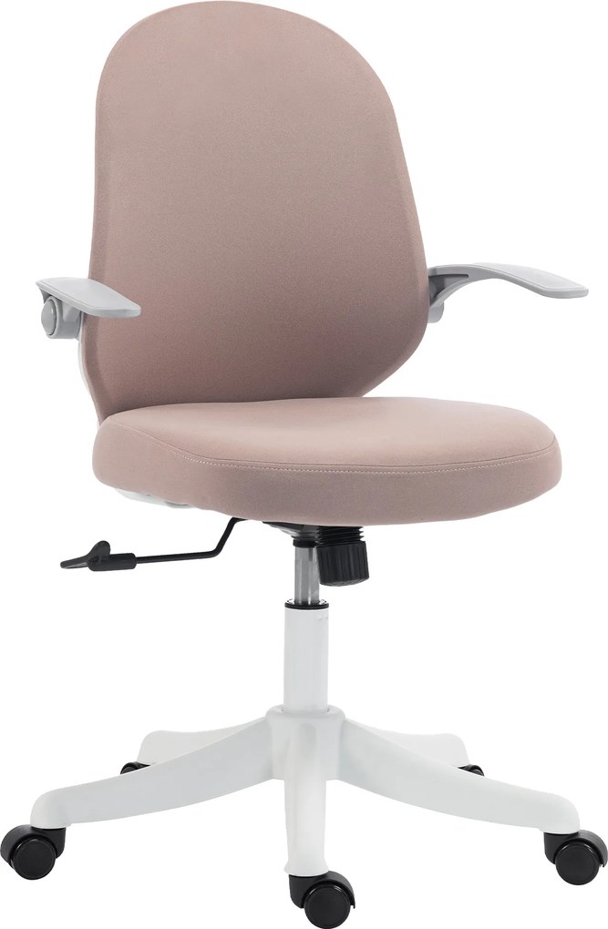 HOMCOM Scaun de Birou Ergonomic cu Brațe Rabatabile și Înălțime Reglabilă, Mesh Respirabil, 60,5x54x99 cm, Roz | Aosom Romania