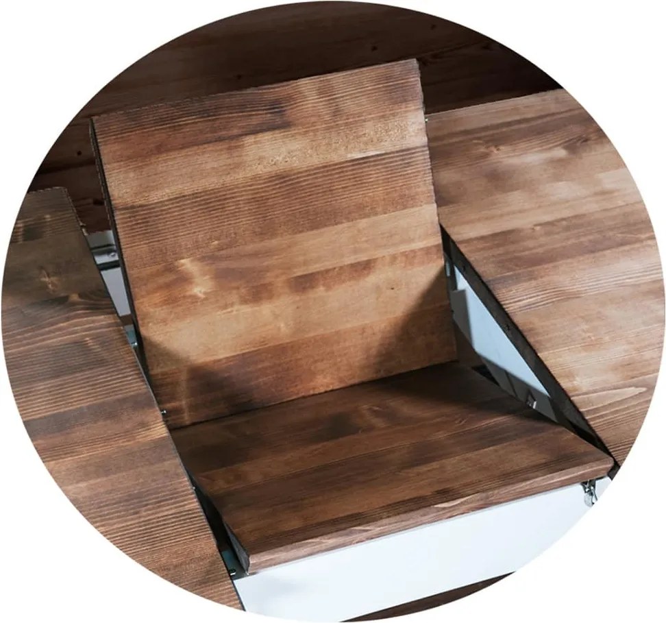 Masă lemn masiv alb Dining Extensibilă Timeless 120/, 160 × 80 × 76 cm