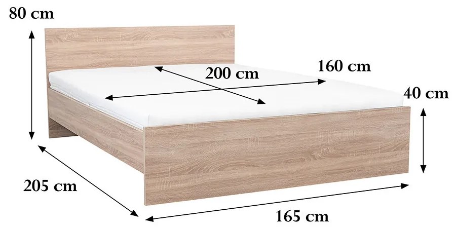 Pat dublu Miami fără cadru de pat 160x200 cm stejar sonoma-stejar sonoma