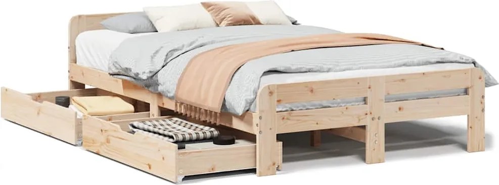 vidaXL Cadru de pat fără saltea, 120x190 cm, lemn masiv pin