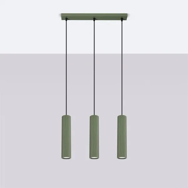 Lustră pe cablu Sollux SL.1613 KARBON 3xGU10/10W/230V verde