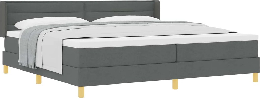 vidaXL Pat cu arcuri cu saltea Gri închis 200 x 200 cm țesătură