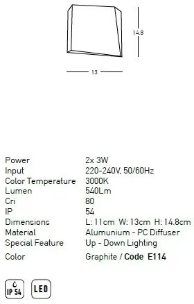 Aplica LED iluminat exterior ambiental IP54 Keala