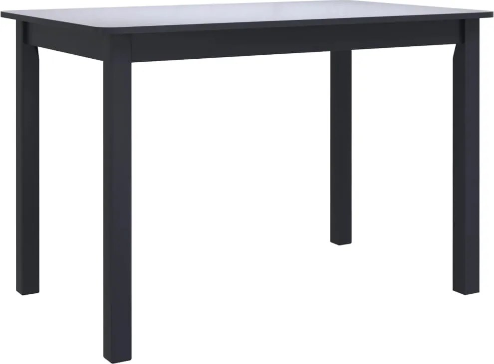 vidaXL Masă de bucătărie, negru, 114 x 71 x 75 cm, lemn masiv de hevea