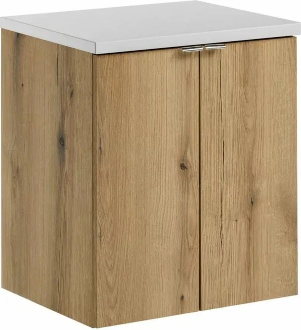 Set dulap baza suspendat 50 cm cu blat Comad Nova alb mat si stejar Coast Evoke