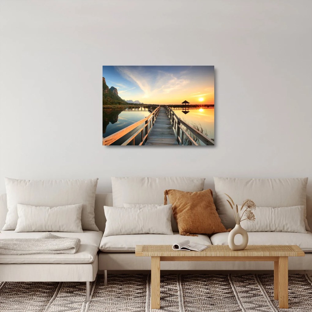 Tablou pe sticlă cu pod (70x50 cm)
