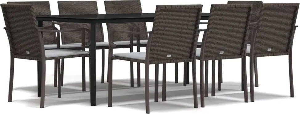 vidaXL Set mobilier de grădină cu perne, 9 piese, poliratan și oțel