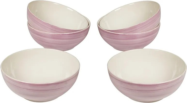 Set 6 boluri albe din ceramica 15 cm Twist Pink Santiago Pons