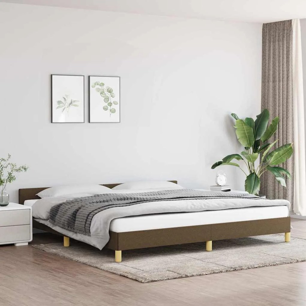 vidaXL Cadru de pat fără saltea, maro închis, 200x200 cm, textil