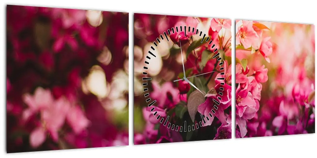 Tablou cu florile tufișului înflorit (cu ceas) (90x30 cm)