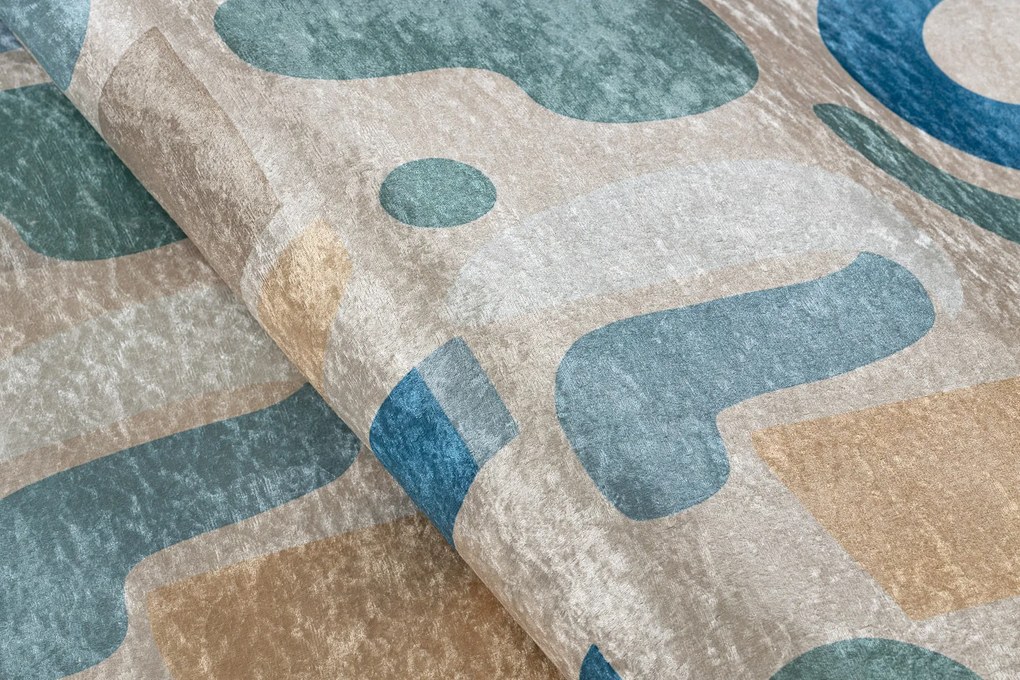 BAMBINO 61460 covor lavabil Geometrică pentru copii anti-alunecare - bej / albastru