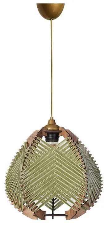 Lustră verde/în culoare naturală cu abajur textil ø 25 cm Yola – Opviq lights