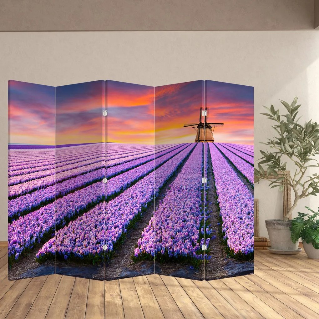 Paravan - Ferma cu flori (210x170 cm)