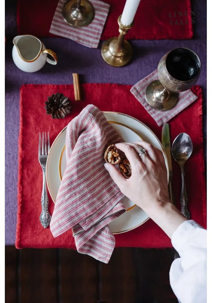 Suporturi pahare din in roz 4 buc. – Linen Tales