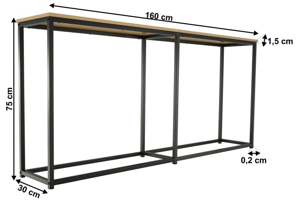 Consola in stil industrial, stejar   negru, BUSTA