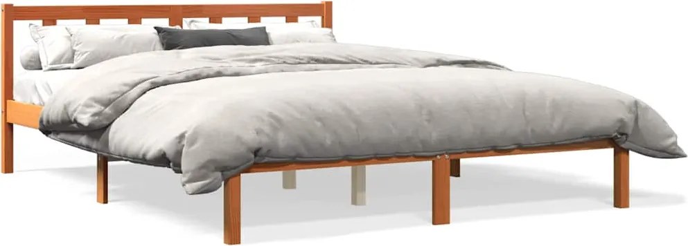 vidaXL Cadru pat fără saltea, maro ceruit, 160x200 cm, lemn masiv pin