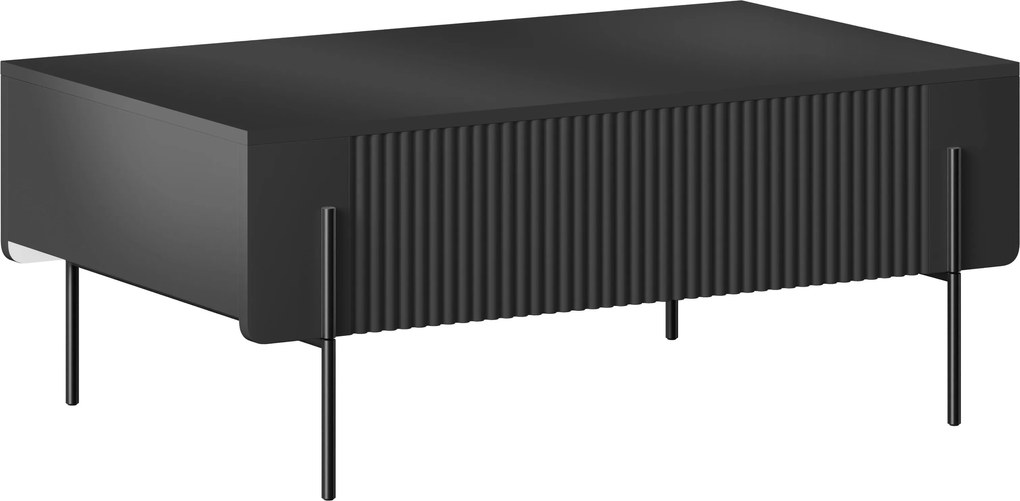 Măsuță de cafea Malmi 100 cm cu sertare - negru mat / picioare negre