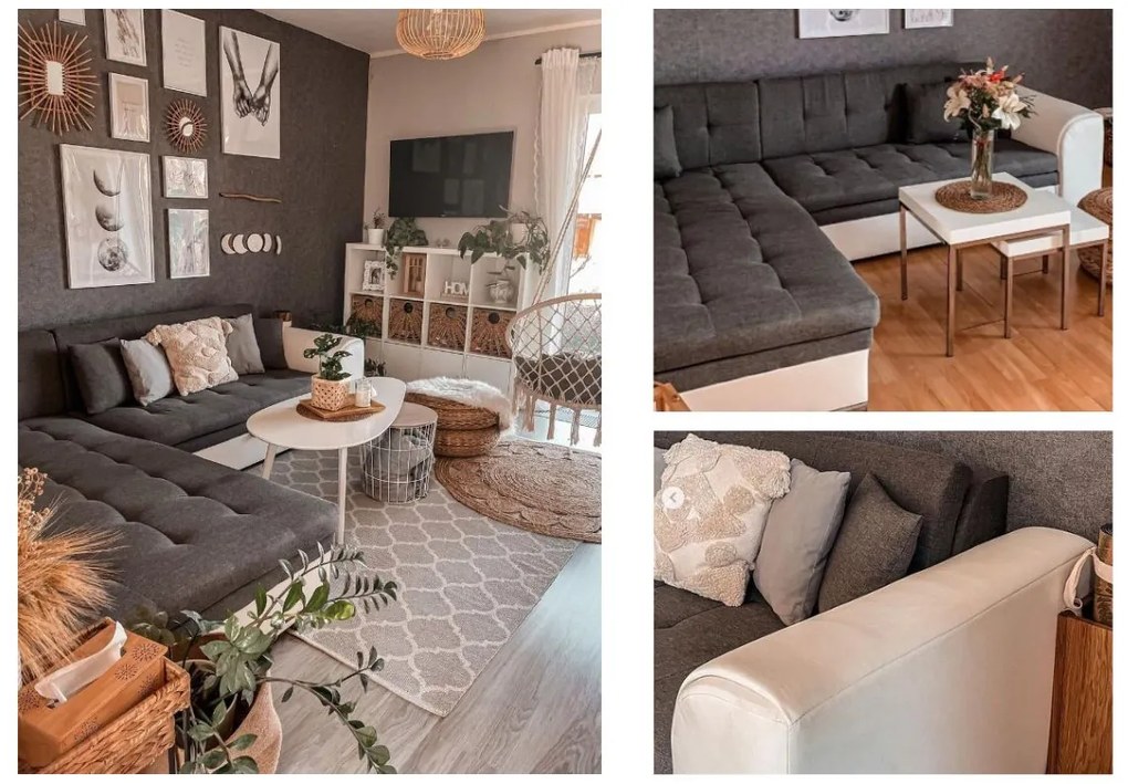Supermobel Colțar extensibil SORENTO, 294x80x196, sawana21/madryt14 (soft11), dreapta
