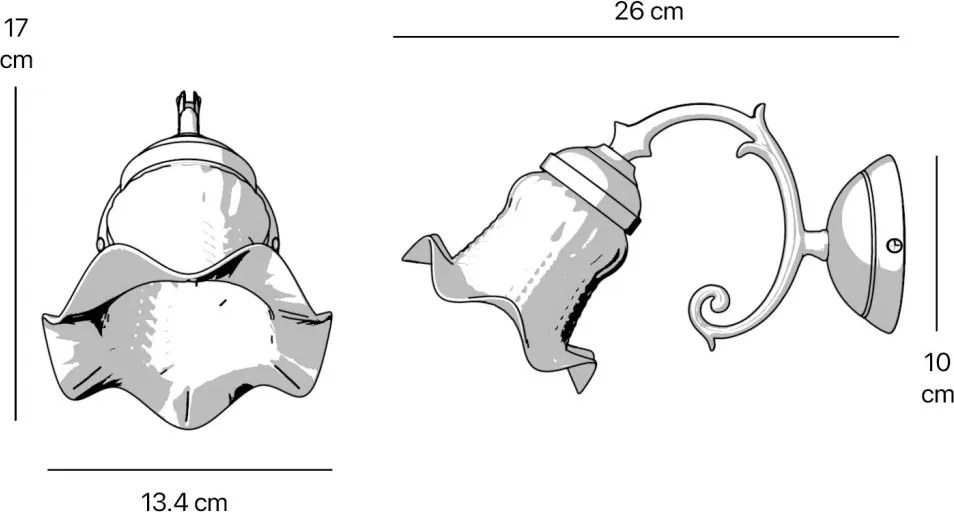 Aplica de perete stil clasic italian din alama si sticla Ricciolo