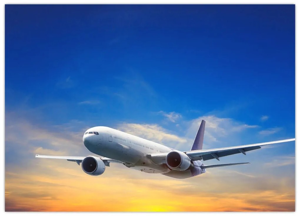 Tablou pe sticlă cu avion (70x50 cm)