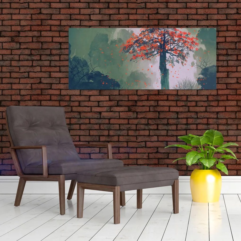 Tablou - Copacul roșu singuratic (120x50 cm)