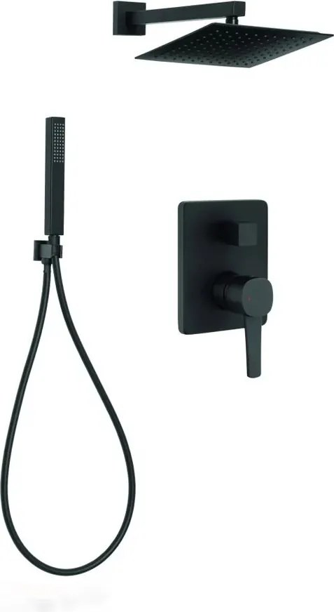 Sistem de dus incastrat Invena Glamour negru mat