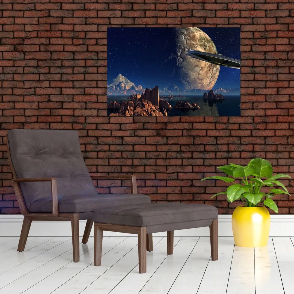 Tablou - Vizita extraterestrului (90x60 cm)
