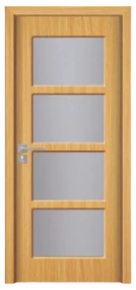 Usa Interior din MDF Novo Doors ND317, Cadru din Lemn Masiv, Geam Sablat, KIT COMPLET, Toc , Manere si balamale incluse (Culoare: Alb, Toc: Fix,