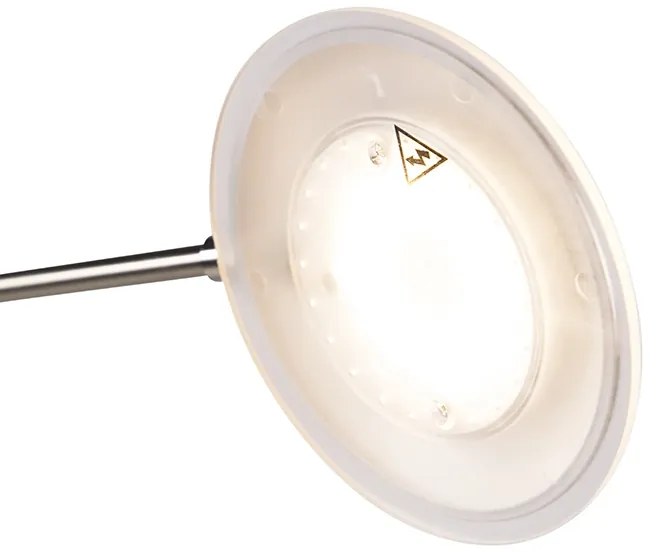 Lampă de podea din oțel cu braț de citit incluzând LED și port USB - Sevilla