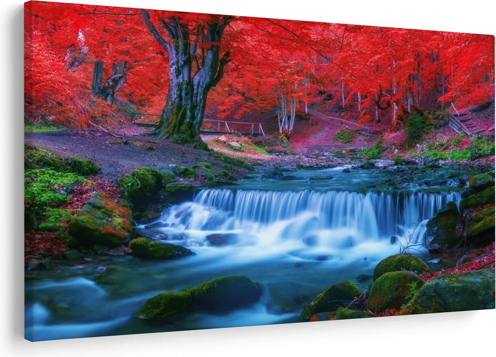 Tablou - Cascada în pădurea roșie (90x60 cm)