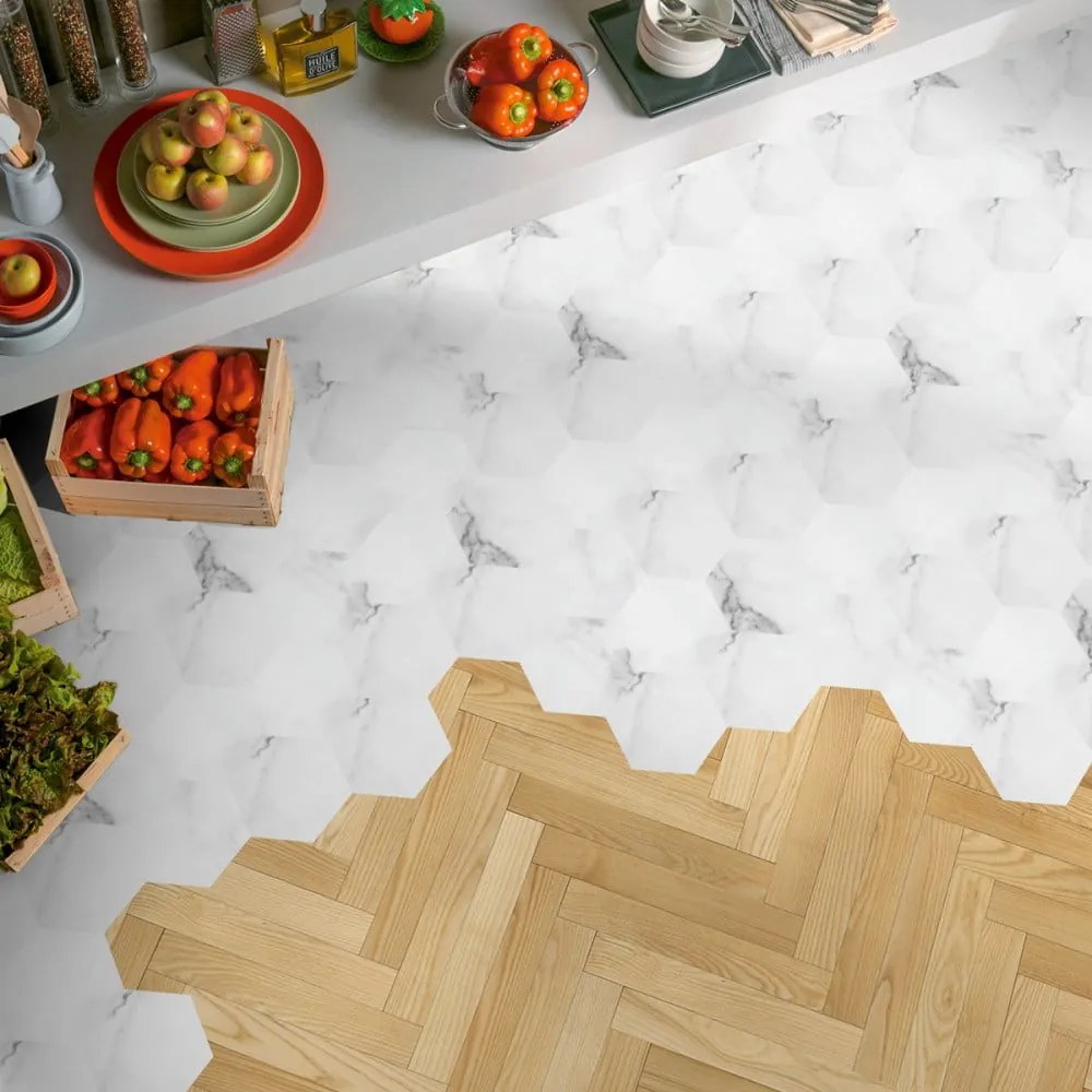 Set 10 autocolante impermeabile și anti-alunecare pentru podea Ambiance Hexagon