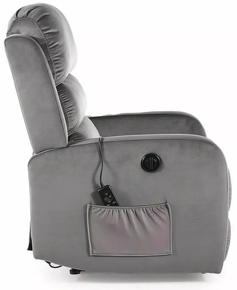 Fotoliu recliner cu functie de masaj Pegaz M velvet gri Blu14