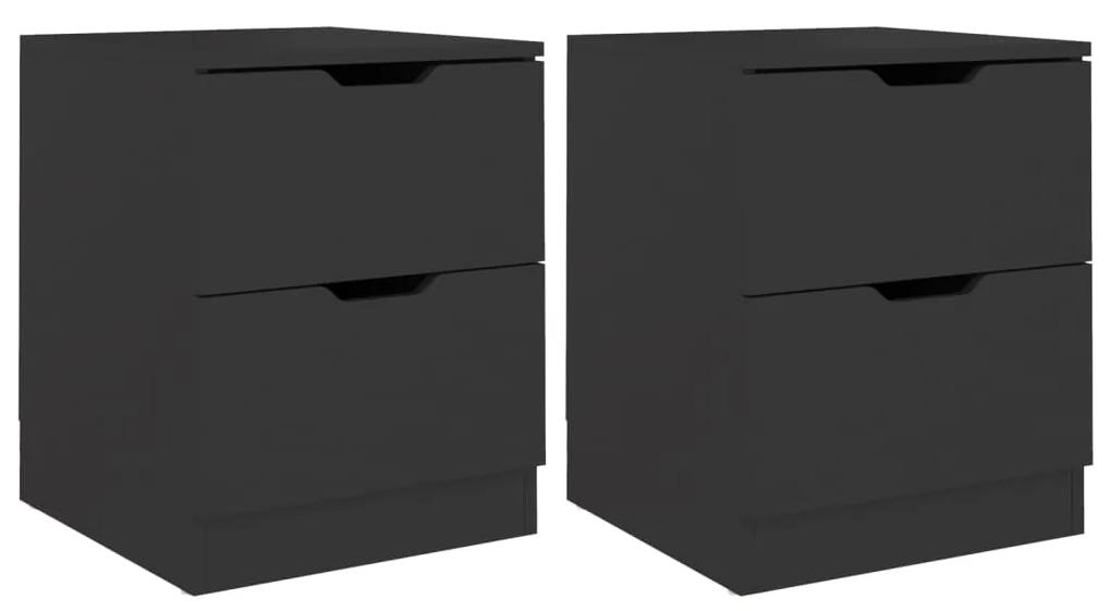 Dulapuri noptiera, 2 buc., negru, 40x40x50 cm, PAL 2, Negru