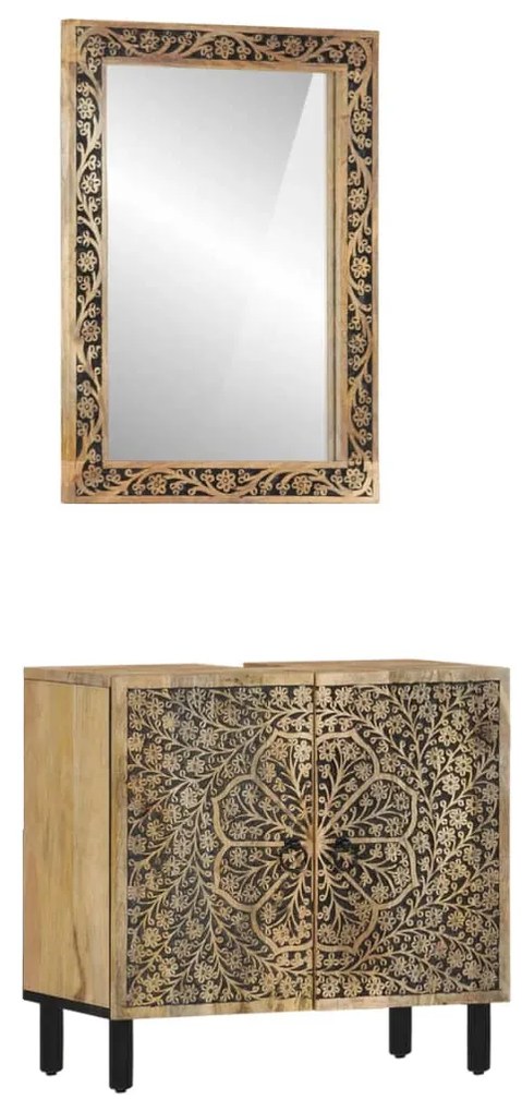 vidaXL Set mobilier de baie, 2 piese, lemn masiv de mango