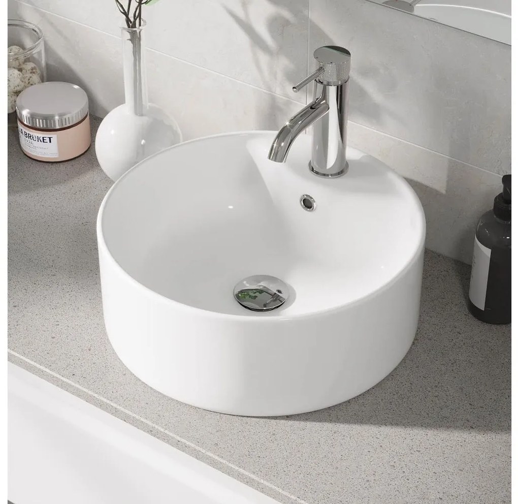 BATH DELUXE 06-038-09-11-00 - Lavoar de blat VIKEDAL Ø 38 cm, ceramică/alb