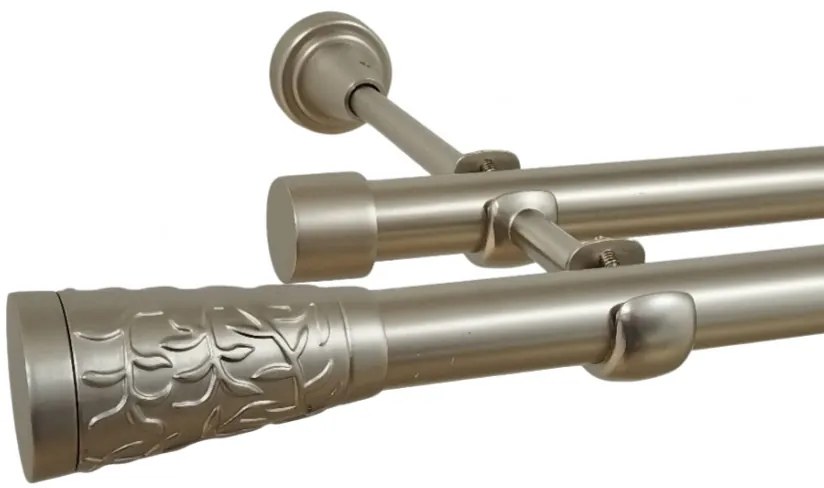 Galerie dubla fara inele SEVILLA 19 mm CROM MAT (Alege marime: 180 cm)