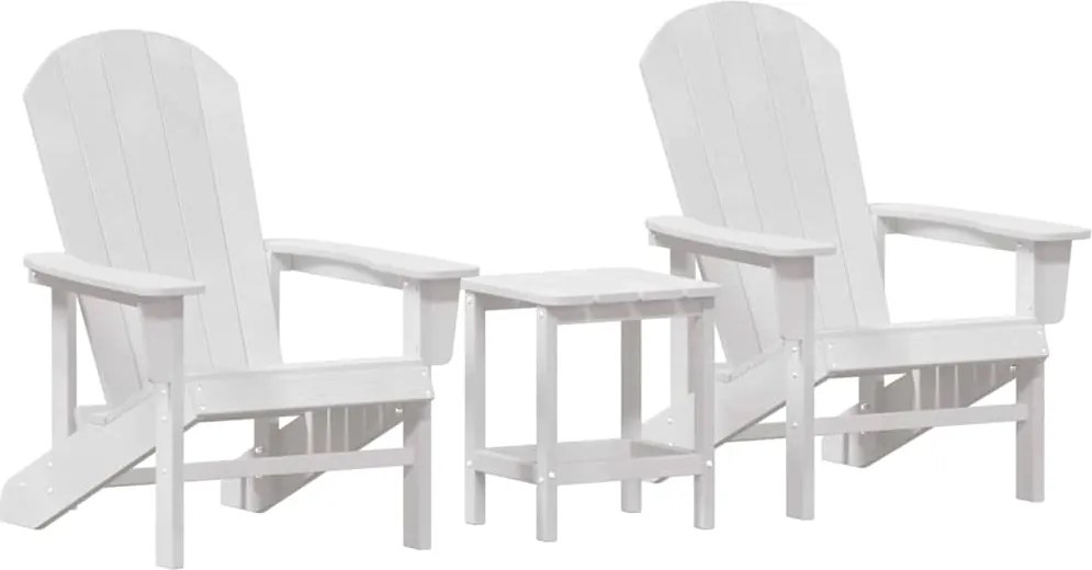 vidaXL Scaun pentru Grădină 3 pcs Alb Polietilenă