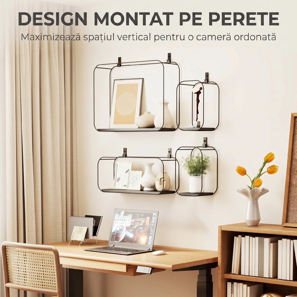 HOMCOM rafturi suspendate perete, rafturi decorative moderne | Aosom Romania