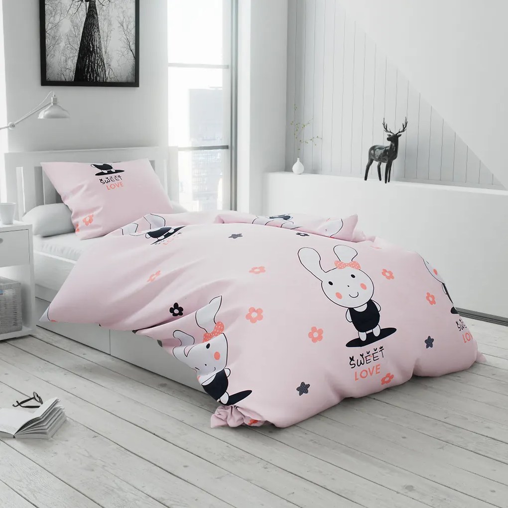 Lenjerie de pat pentru copii Culoare roz, SWEET LOVE