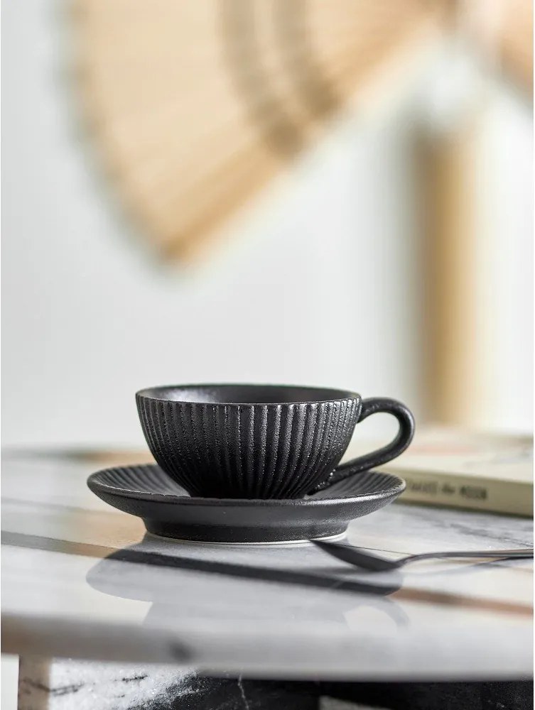 Ceașcă neagră pentru cappuccino din ceramică 200 ml Neri – Bloomingville