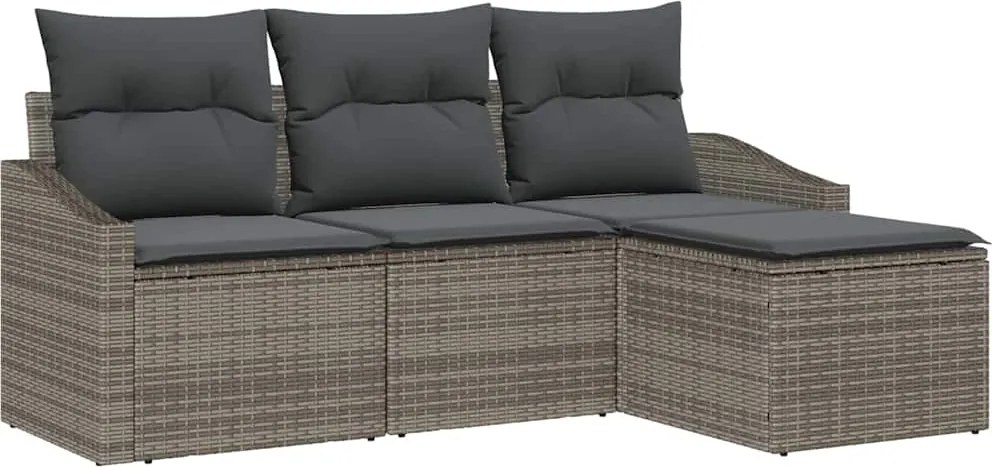 vidaXL Set de canapea cu pernă 4 pcs Gri poliratan