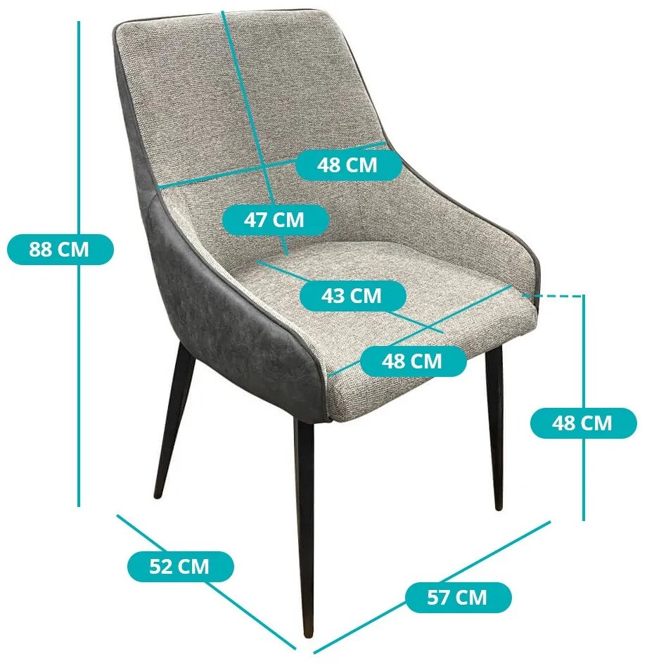 Set de 2 scaune Teddy cu culori inversate, bej-gri / gri-bej