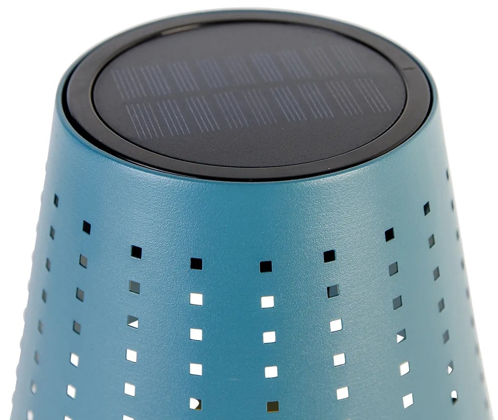 Set de 2 lămpi de masă albastre incluzând LED-uri reîncărcabile și solare cu dimmer cu 3 trepte - Ferre