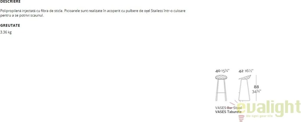 Set 2 Scaune de bar exterior / interior design modern premium VASES BAR STOOL H-89cm 47071 Vondom