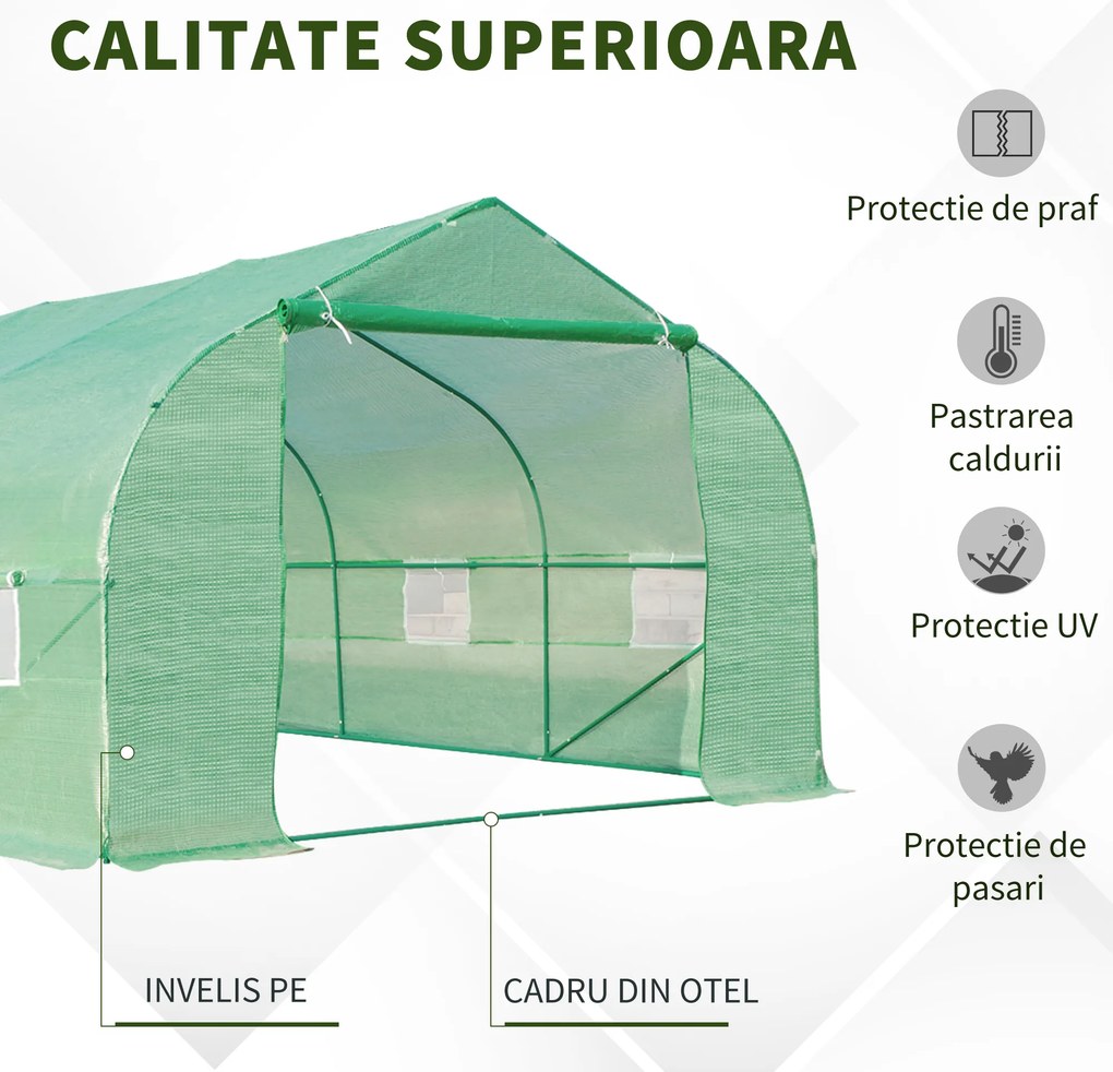 Outsunny Sera Gradina Verde Pentru Legume 6x3x2 | Aosom Romania